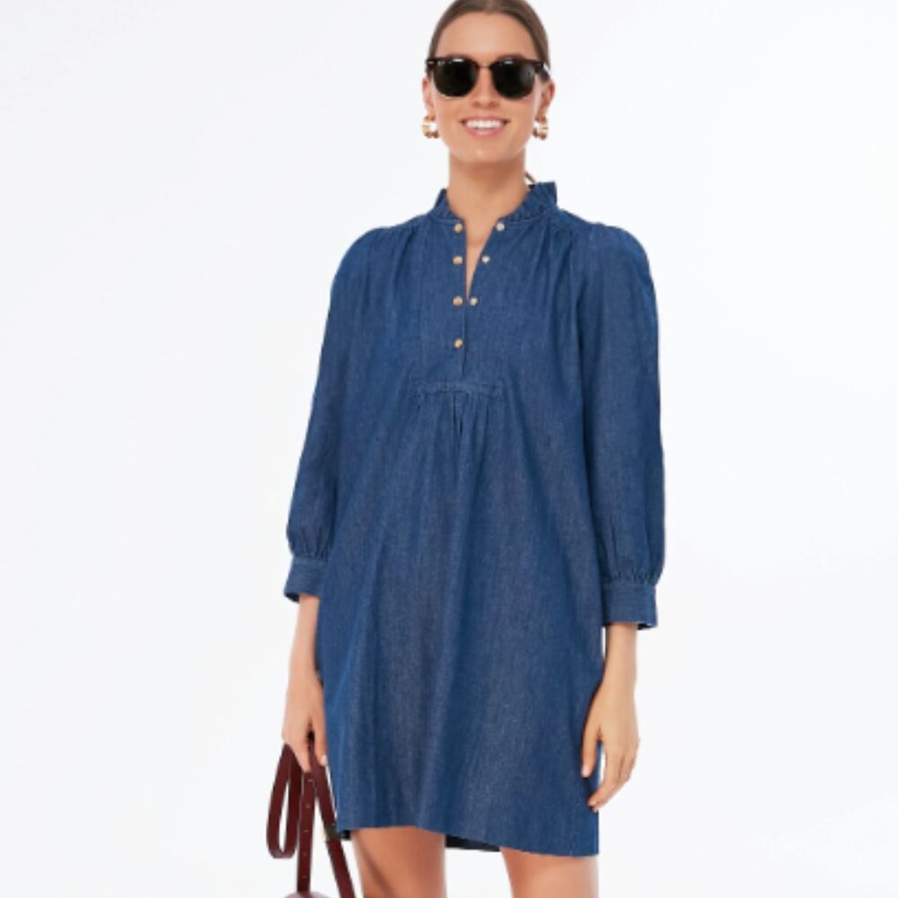Tuckernuck Pomander Place Navy Chambray Claiborne Dress Size XS EUC